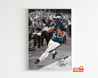 Póster de Saquon Barkley, póster de fútbol firmado, descarga digital