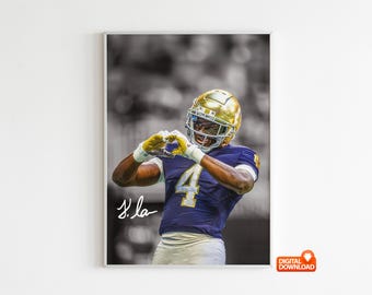 Póster de Jeremiyah Love, póster de fútbol firmado, descarga digital