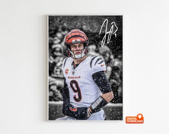 Pôster de Joe Burrow, pôster de futebol autografado, download digital (envie uma mensagem para tamanhos personalizados)