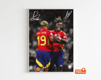 ラミン ヤマル ニコ ウィリアムズ ダンス サイン入り サッカー写真