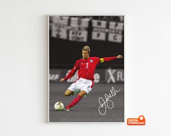 David Beckham Poster, Signed Football Poster,  Digital Download (Send a message for custom sizes)