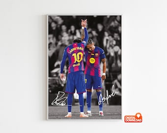 Raphinha Poster Lamine Yamal Poster Signed Football Poster,  Digital Download
