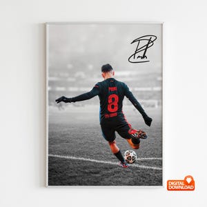 Póster de Pedri, decoración de dormitorio, arte de pared, decoración del hogar, póster deportivo, deportes, descarga digital