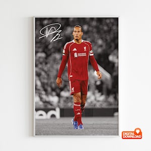 Virgil Van Dijk Poster Signed Football Poster,  Digital Download