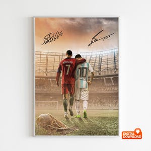 Cristiano Ronaldo-affisch, Lionel Messi-affisch, legend-affisch för sovrum, digital nedladdning