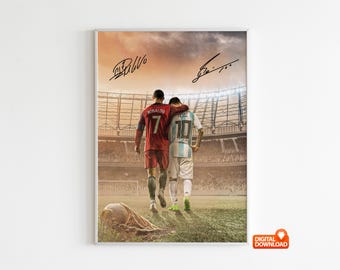Poster di Cristiano Ronaldo, poster di Lionel Messi, poster della leggenda per la decorazione della camera da letto, download digitale (invia un messaggio per formati personalizzati)