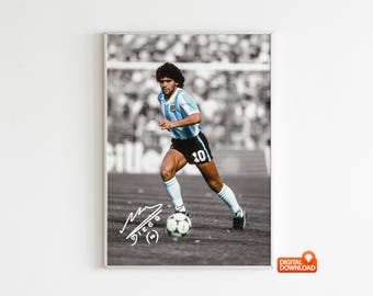Diego Maradona Napoli Signed Print – Pre-Printed Autograph – Soccer Memorabilia