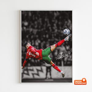 Cristiano Ronaldo Poster, Iconic Bicycle Kick, Soccer Legend Signed Football Poster,CR7, Digital Download