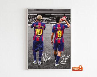 Lamine Yamal Poster, Pedri Poster, Signed Football Poster,  Digital Download