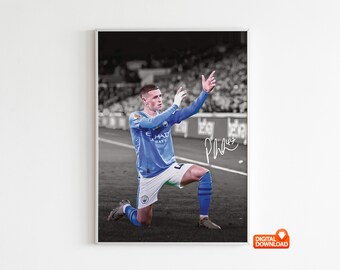 Phil Foden Poster, Signed Football Poster,  Digital Download (Send a message for custom sizes)