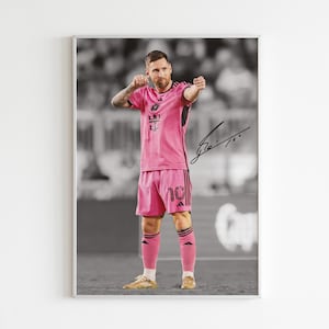 Póster de Lionel Messi, leyenda del fútbol, firmado, descarga digital.