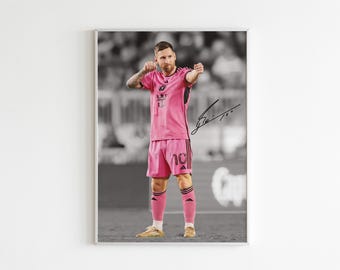 Lionel Messi Poster Soccer Legend Signed Football Poster,  Digital Download