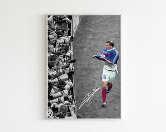 Zinedine Zidane Poster,Signed Football Poster, Digital Download