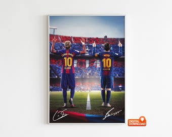 Messi Poster, Lamine Yamal Poster, signiertes Fußball Poster, digitaler Download