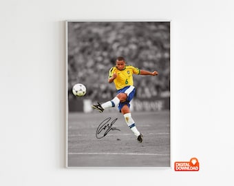 ロベルト・カルロスの直筆サイン入りブラジルサッカー写真 - Etsy 日本