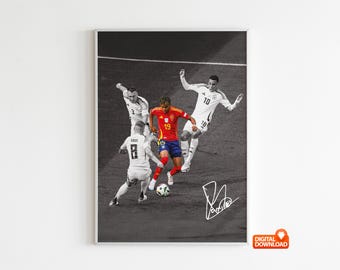 Lamine Yamal Poster signiertes Fußball Poster, digitaler Download