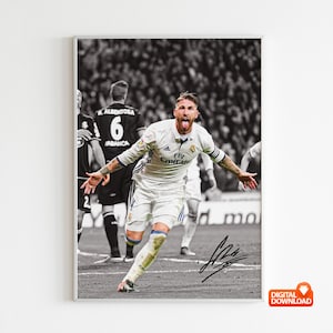 Sergio Ramos Poster , Signed Football Poster,  Digital Download