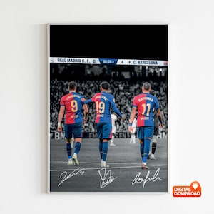 Lamine Yamal Poster, Robert Lewandowski Poster, Raphinha Poster, Signed Football Poster,  Digital Download