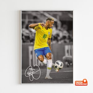 Póster de Neymar, decoración de dormitorio, arte de pared, decoración del hogar, póster deportivo, deportes, descarga digital