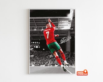 Cristiano Ronaldo Poster, Iconic Bicycle Kick, Soccer Legend Signed Football Poster,CR7, Digital Download (Send a message for custom sizes)