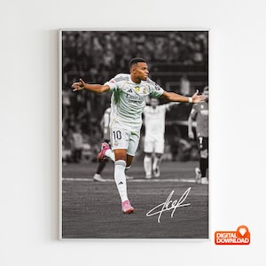 Kylian Mbappe Poster Signed Football Poster,  Digital Download