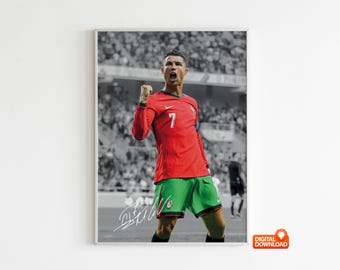 Cristiano Ronaldo-poster voetballegende ondertekende voetbalposter, digitale download