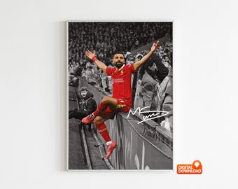 Mohamed Salah Poster, signiertes Fußballposter, digitaler Download (Für individuelle Größen bitte eine Nachricht senden)