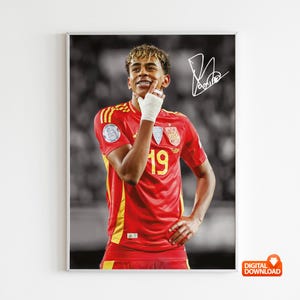 Lamine Yamal Poster Signed Football Poster, Wall Art, Home Decor, Sports Poster, Sports, Digital Download