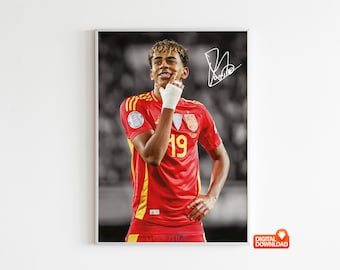 Lamine Yamal Poster signiertes Fußball Poster, digitaler Download