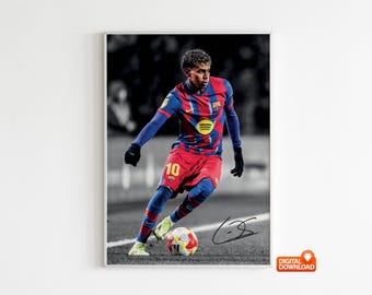 Lamine Yamal Poster, signiertes Fußball Poster, digitaler Download