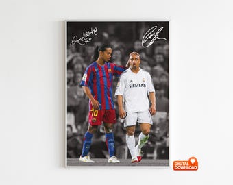 サッカー 元ブラジル代表 ロナウド＆ロナウジーニョ　サイン入りフォト　証明書付 額入り】ロナウジーニョ 直筆サイン入りブラジル代表ユニフォーム