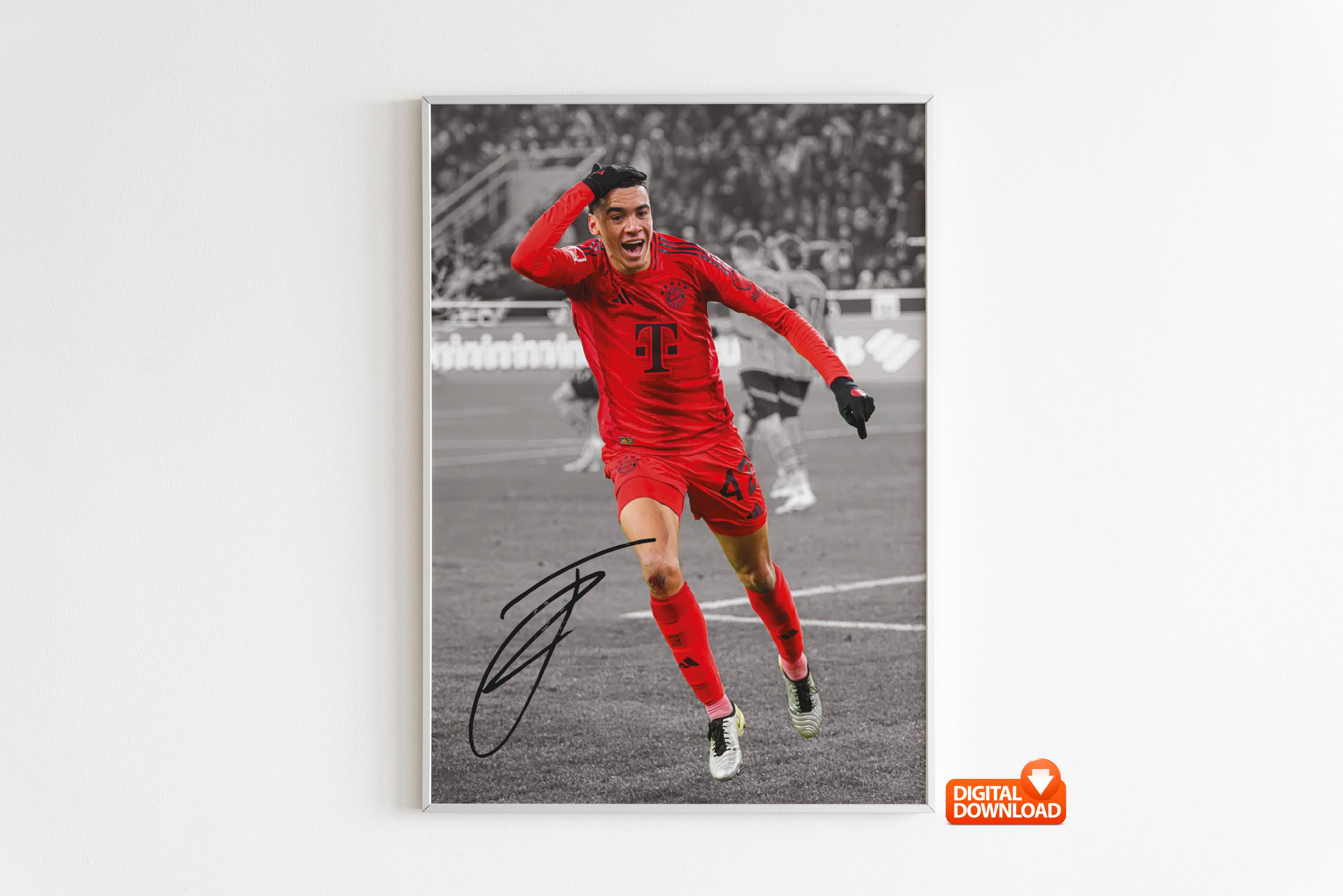 Jamal Musiala Poster Signed Football Poster, Digital Download