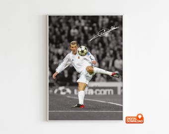 Zinedine Zidane Poster Signed Football Poster,  Digital Download