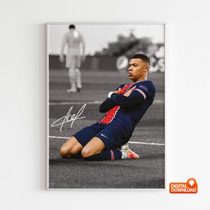Kylian Mbappe Poster Signed Football Poster,  Digital Download