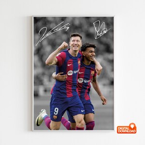 Robert Lewandowski Poster, Lamine Yamal Poster, Signed Football Poster,  Digital Download
