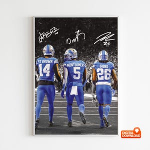 Amon-Ra St Brown, David Montgomery, Jahmyr Gibbs, Schlafzimmerdeko, Wandkunst, Wohnkultur, Sport Poster, Sport, digitaler Download