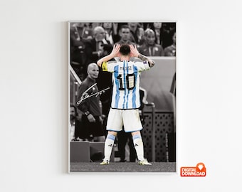 Lionel Messi Poster Soccer Legend Signed Football Poster,  Digital Download