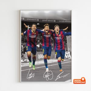 Pôster de Lionel Messi, Pôster de Neymar, Pôster de Suarez, Decoração de quarto de lenda do futebol, Arte de parede, Decoração de casa, Pôster esportivo, Download digital