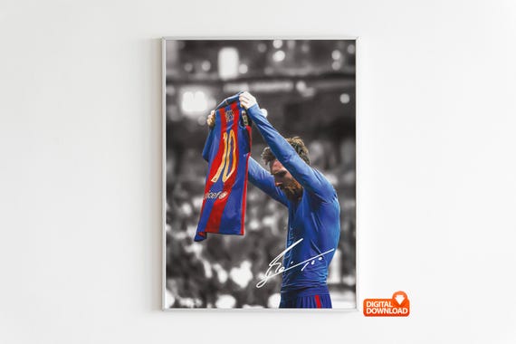 Lionel Messi Poster Soccer Legend Signed Football Poster,  Digital Download