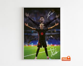 Messi Poster, Lamine Yamal Poster signiertes Fußball Poster, digitaler Download