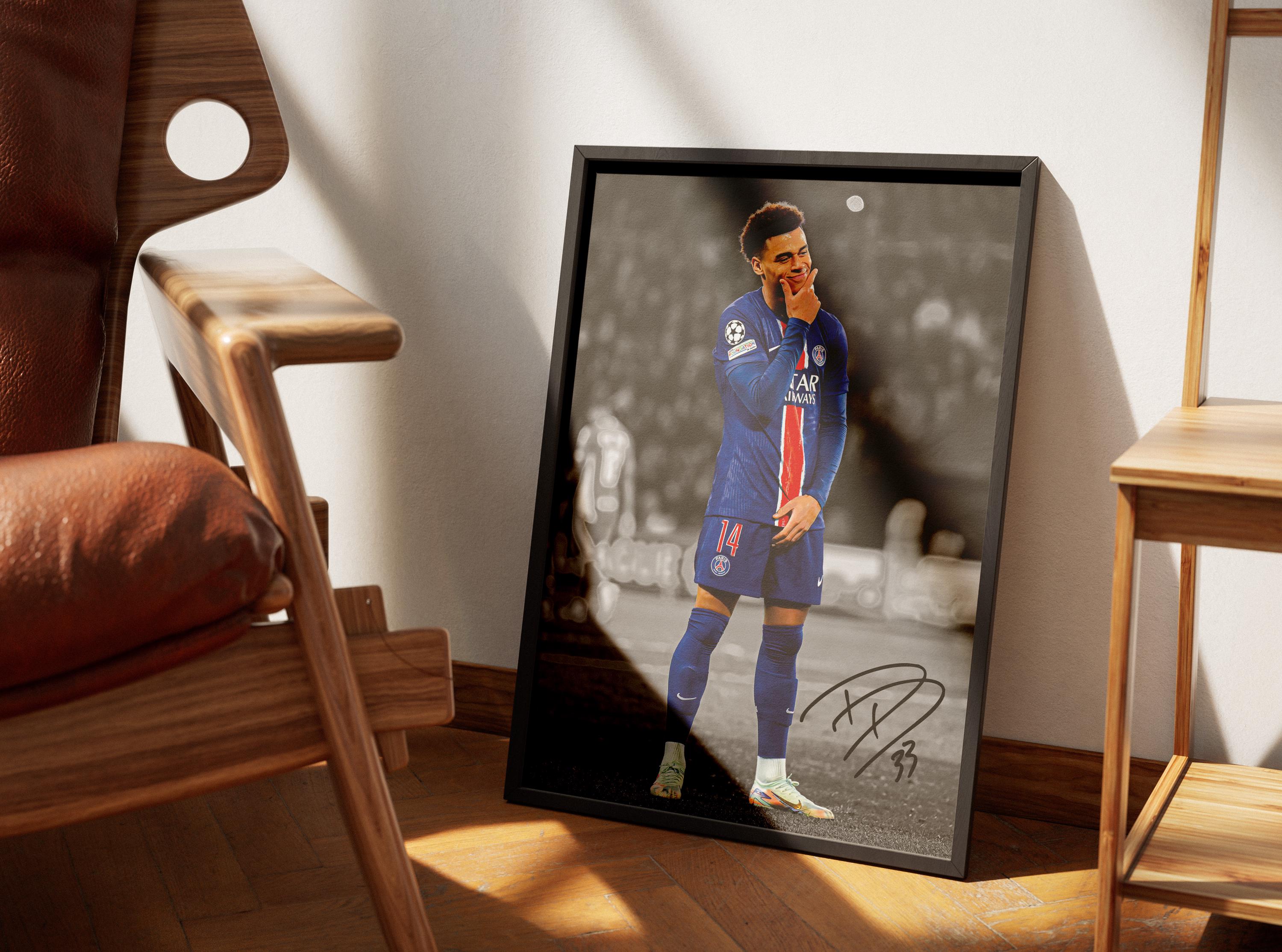 Poster Toile Football - Désiré Doué - 40 X 60 Cm - Décoration Murale Salon, Chambre
