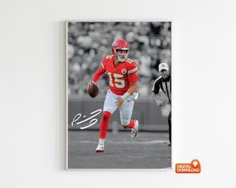 Patrick Mahomes-affisch, signerad fotbollsaffisch, digital nedladdning