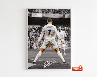 Cristiano Ronaldo Poster  Soccer Legend Signed Football Poster,  Digital Download (Send a message for custom sizes)