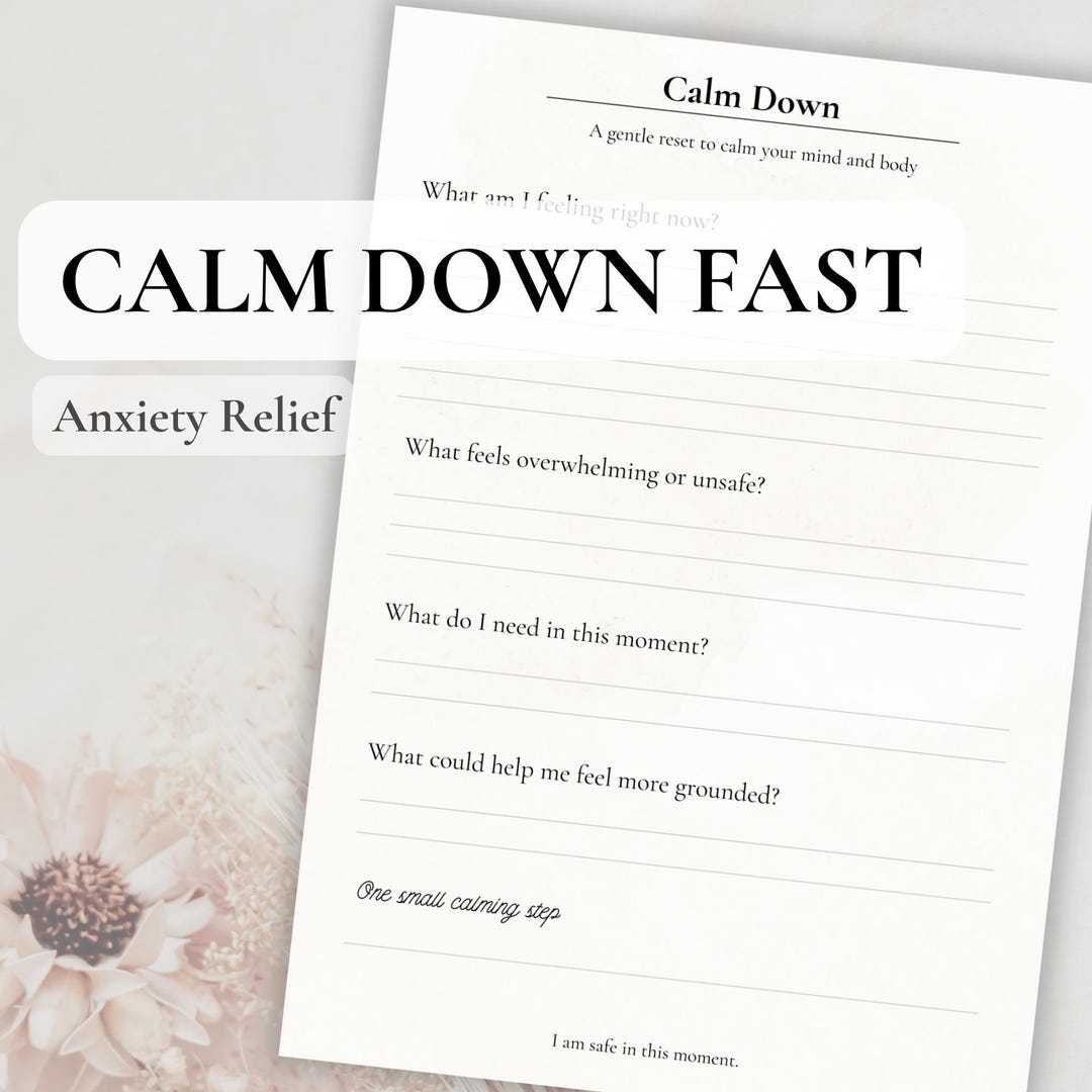 Calm Down Worksheet – Instant Anxiety Relief | Grounding Exercise ...