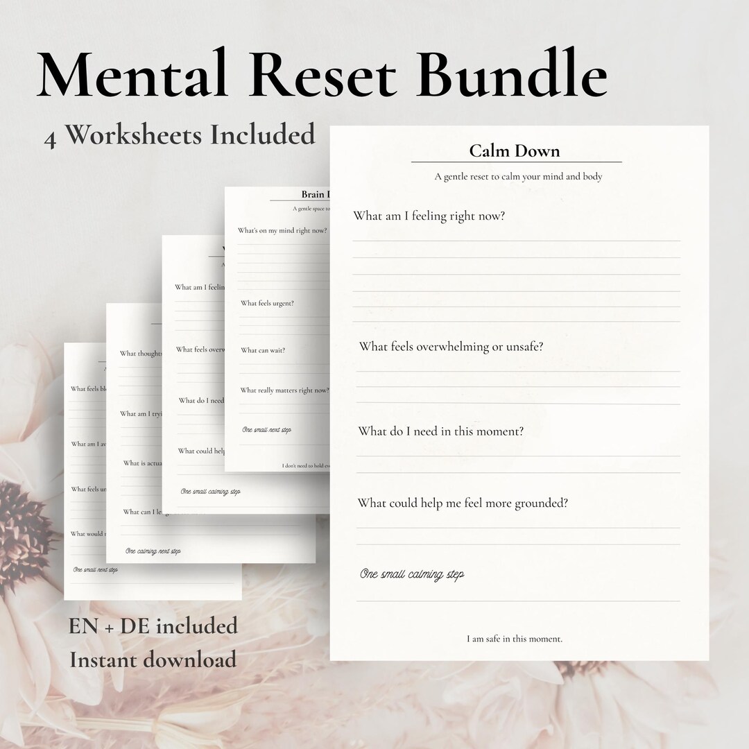 Mental Reset Bundle Printable | Anxiety Relief, Overthinking, Clarity ...