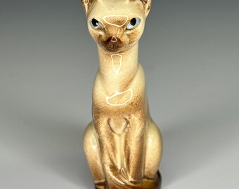 Mini Seated Siamese Cat - Vintage Hagen Renaker Animal Figurine - Ceramic Kitty