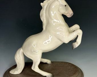 Hagen Renaker DW San Marcos Lipizzaner Rearing White Horse Model 1983-84 designed by Maureen Love - Porcelain Ceramic Figurine