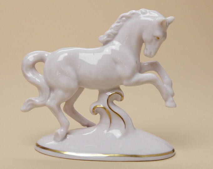 Antique Horse Figurine Pink Porcelain Marked Erphila Etsy