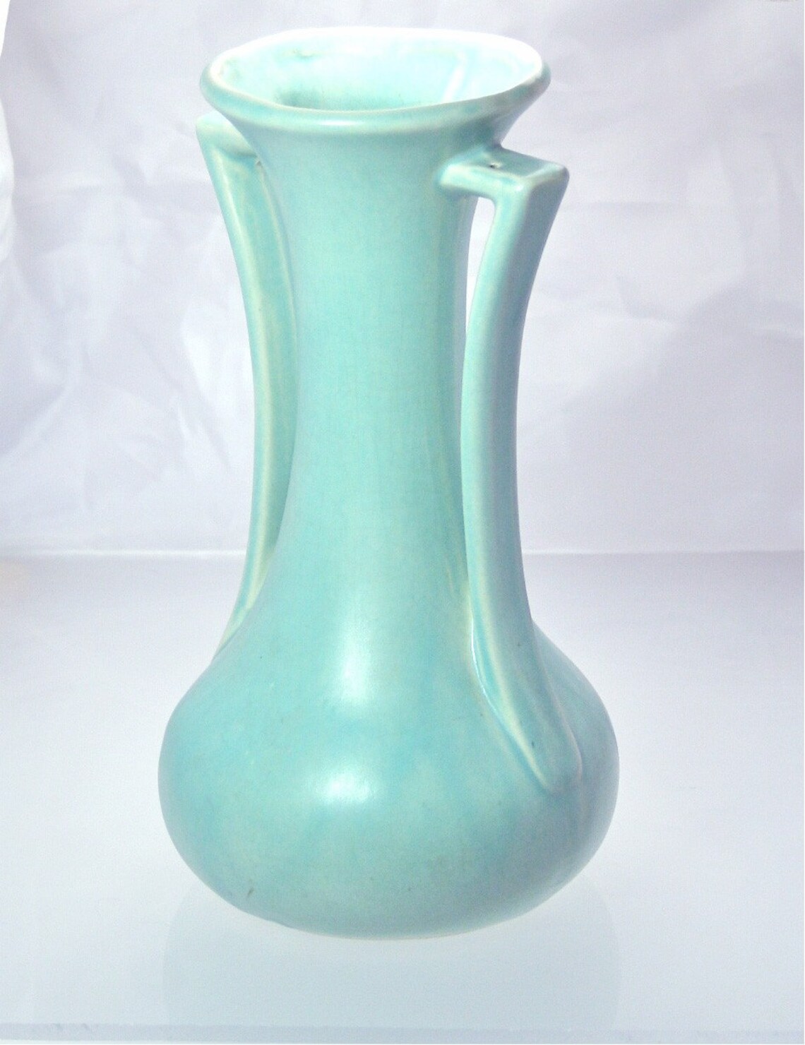 McCoy Vase ART DECO Aqua Blue 2 Handle Vase 1930s Etsy