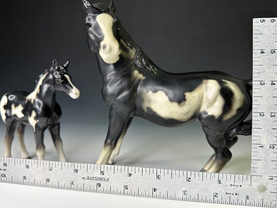 Pinto Ceramic Horse Figurines Vintage Lefton China, Black and